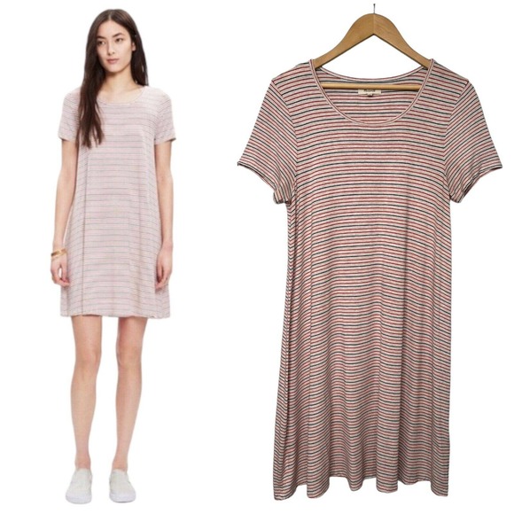 Madewell Dresses & Skirts - Madewell Swingy Tee Sacramento Striped Scoop Neck Short Sleeve Red Blue Dress M